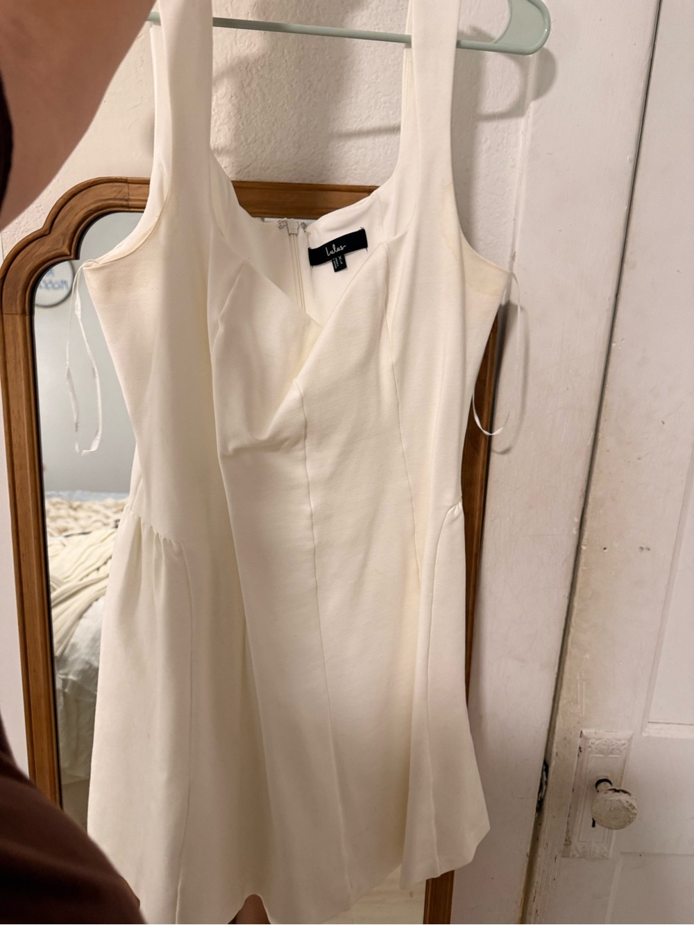 Lulu's Ivory Square-Neck A-Line Mini Dress